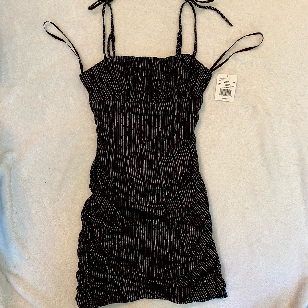 David’s Bridal Black and Gold Mini Dress Small
